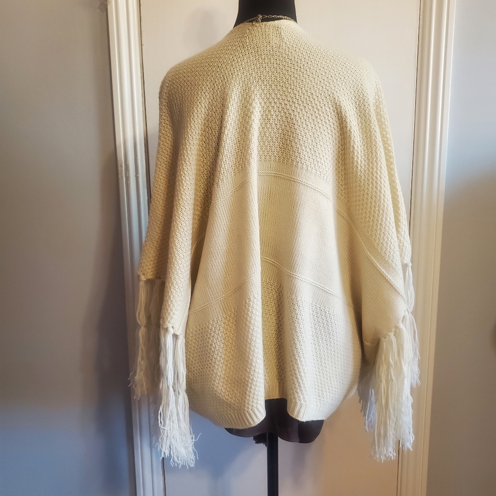 Anthropologie La Fee Verte Open Front Tassel Fringe Poncho Kimono Size XS/S Boho - Picture 6 of 14